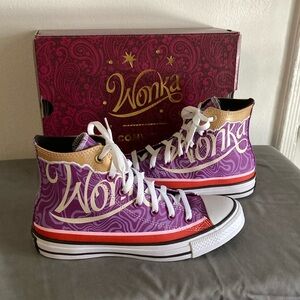 Converse Chuck Taylor All Star Hi Willy Wonka Swirl Mens 6 Women’s 8 Purple NEW